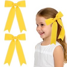 2PCS Hair Bows for Girls Grosgrain Ribbon Alligator Hair Clips Hair Yellow