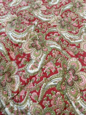 Vtg Pottery Barn KING Quilt GEORGIA 2005 Paisley Red EUC 100% Cotton COTTAGECORE