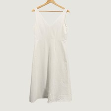 VARTIST Midi Dress Size 1 White V Neck Sleeveless Poplin Lightweight Korea
