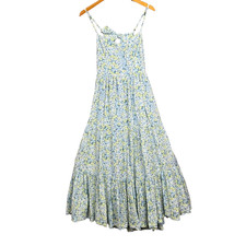 American Eagle Maxi Dress Floral Babydoll Tie Back Coquette Cotton Sundress