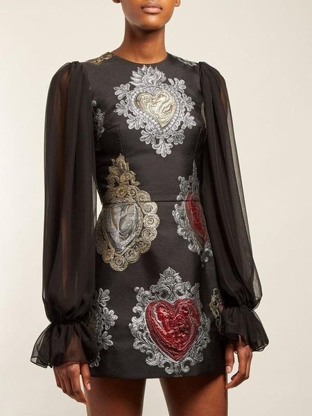 Women Dolce Gabbana Dress Black Jacquard 36