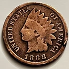1888 Indian Head Cent 1880s Penny 138 Years Old Circulated Rim Damage BN1050