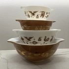 PYREX Americana Cinderella Set 441 442 443 444 Brown Gold Nesting Mixing Bowls
