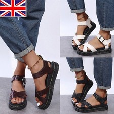 Womens Chunky Sandals Thick Sole Strappy Block Flatforms Shoes Summer New Size