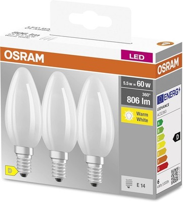 Osram Star Filament E14 Lampe Warmweiss 806Lumen Matt Glas Set 3Stk