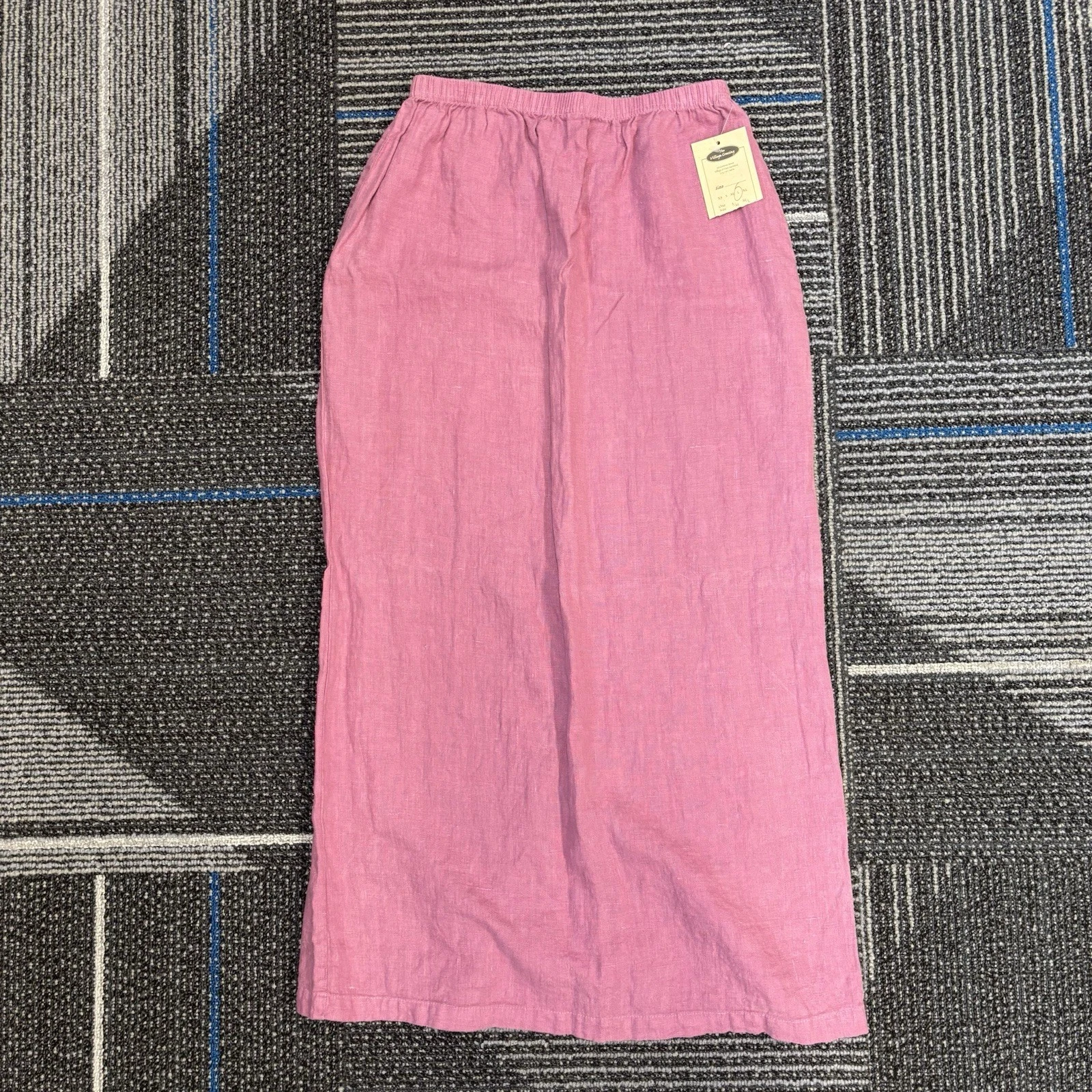 NWT Cut Loose Maxi Skirt Linen Pink Pull On Elastic Waist