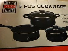 CREATIVE COLLINS KITCHEN NONSTICK 5 PC COOKWARE SET SAUCEPAN DUTCH OVEN FRY PAN 