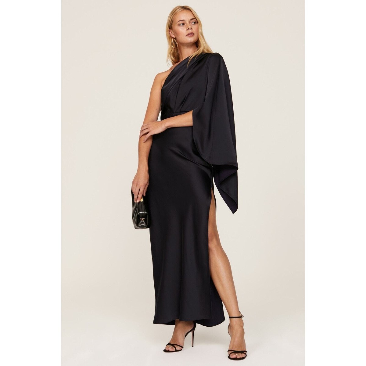 Significant Other Kelsie Midnight Blue One Shoulder Draped Sleeve Maxi Gown  Sz 8 | eBay