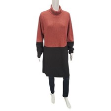 Belle by Kim Gravel Colorblock Sweater Dress X-Large Size Burnt Russet Black