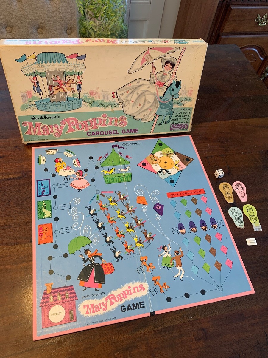 Vintage Disney Parker Bros. 1964 Mary Poppins Carousel Game W