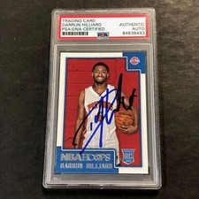 2015-16 NBA Hoops #297 Darrun Hilliard Signed Card AUTO PSA Slabbed RC Pistons