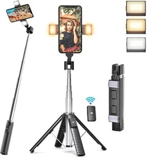 40 Inch Aluminum Alloy Phone Tripod,2 Fill Light with Remote 3 Light Modes