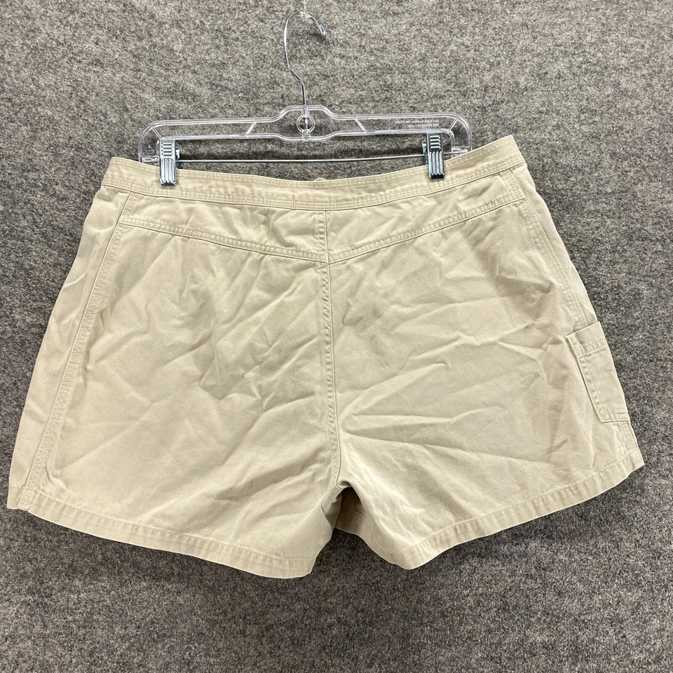 Old Navy 短裤女式 14 米色高腰斜纹布抽绳弹性腰棉 — 第 2/4 张图片