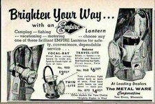 1956 Print Ad Empire Lanterns,Travel Lite,Focal Ray,Metal Ware Two Rivers,WI