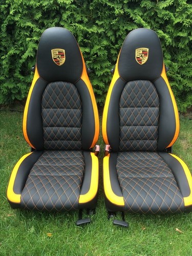 Fits For Porsche 986 Boxster St Seat Covers 1997-2004 Faux Leather Black/Yellow