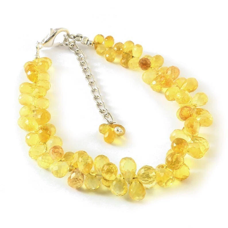 AAAA + Bracciale in argento sterling 925 con zaffiro giallo gemme a goccia sf... - Immagine 4 di 4
