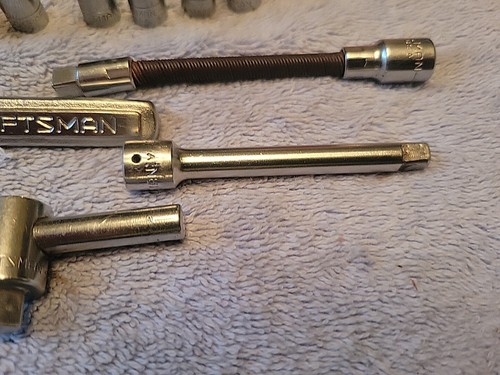 CRAFTSMAN 1/4" DRIVE SAE =V= SERIES SOCKET SET W/FINE TOOTH RATCHET VTG USA ๐บ๐ธ - Picture 6 of 21