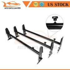 Universal Roof Ladder Rack Cargo Square Set Van 3 Bar For Chevy Dodge Ford Universal Roof Ladder Rack Cargo Square Set Van 3 Bar For Chevy Dodge Ford