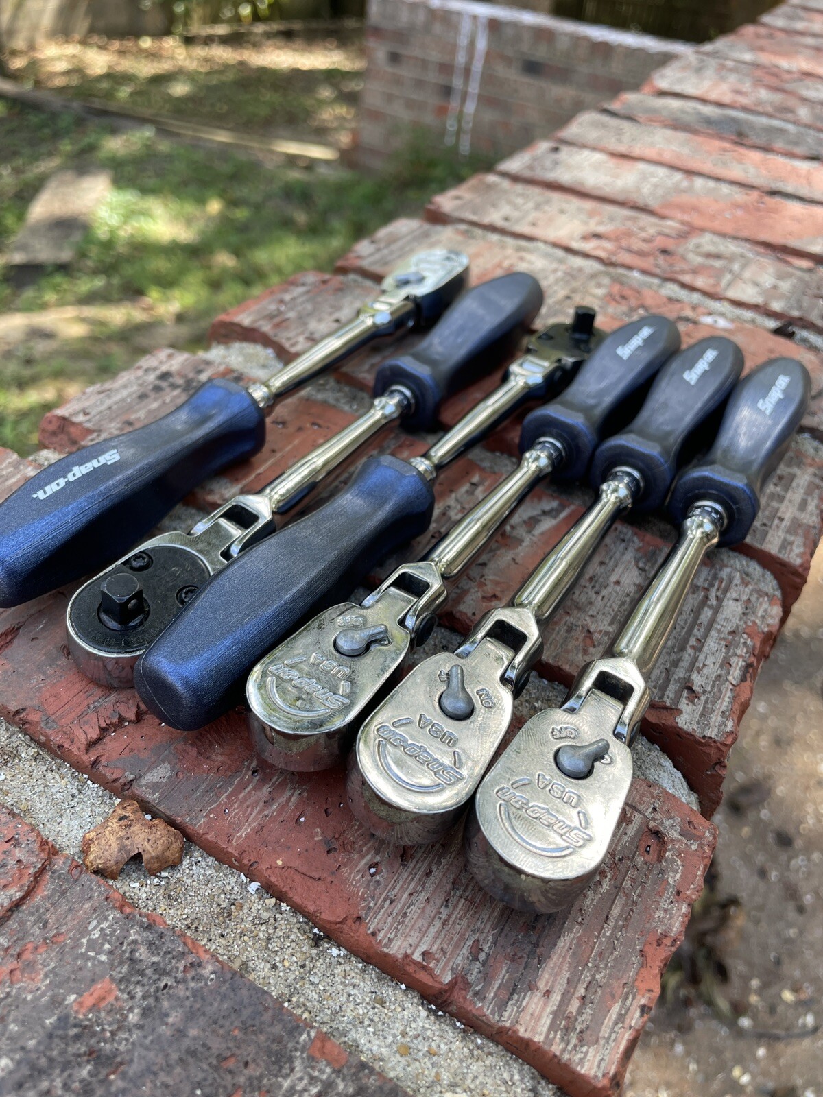 SNAP ON TOOLS Power Blue / Dk Titanium  1/4 Long Flex Head Ratchet THLFD72 PB