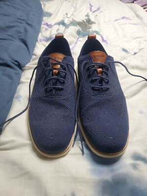 Shoe Cole Haan Original Grand Knit Cole Haan Original Grand Blue Wingtip Oxford Stitchlite Knit Shoes Mens  Size 12