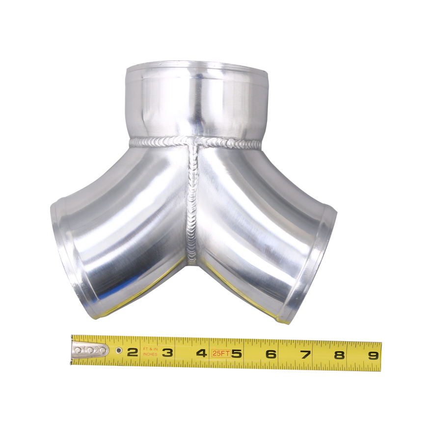Dual Inlet Cold Air Intake Y-Pipe – Polished Aluminum, 140 Degree Angle, SPECTRE 97934