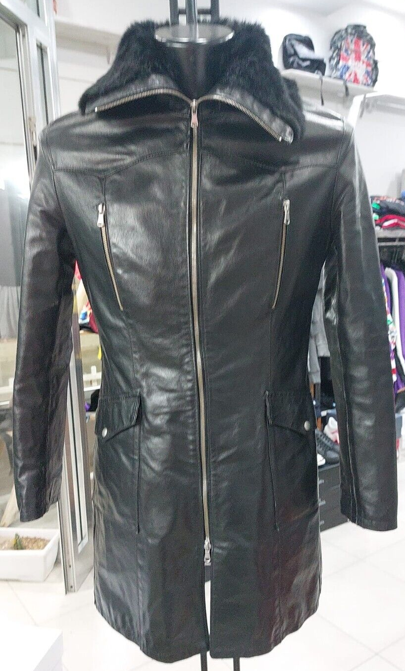 Vintage Black Leather Jacket for Women Size L PGC229PI