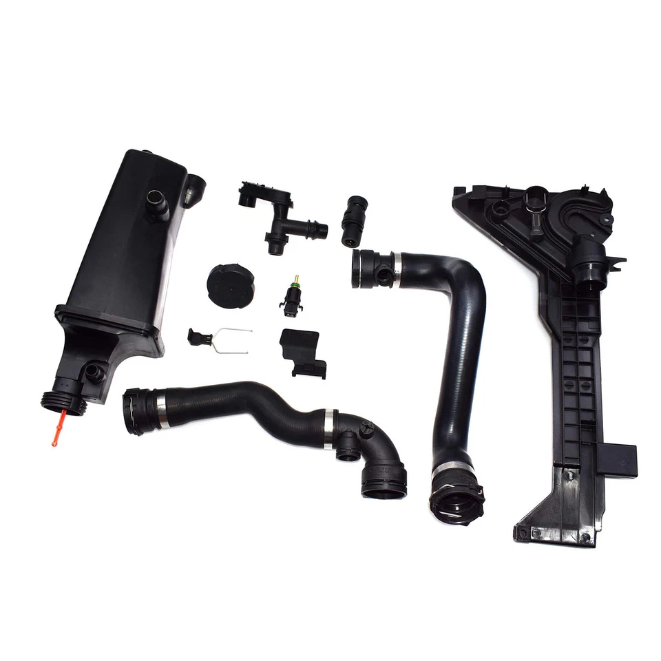 8Pcs Expansion Tank Mounting Plate Hose Thermostat Sensor Kit For BMW E46 X3 X5 - Image 2 of 4