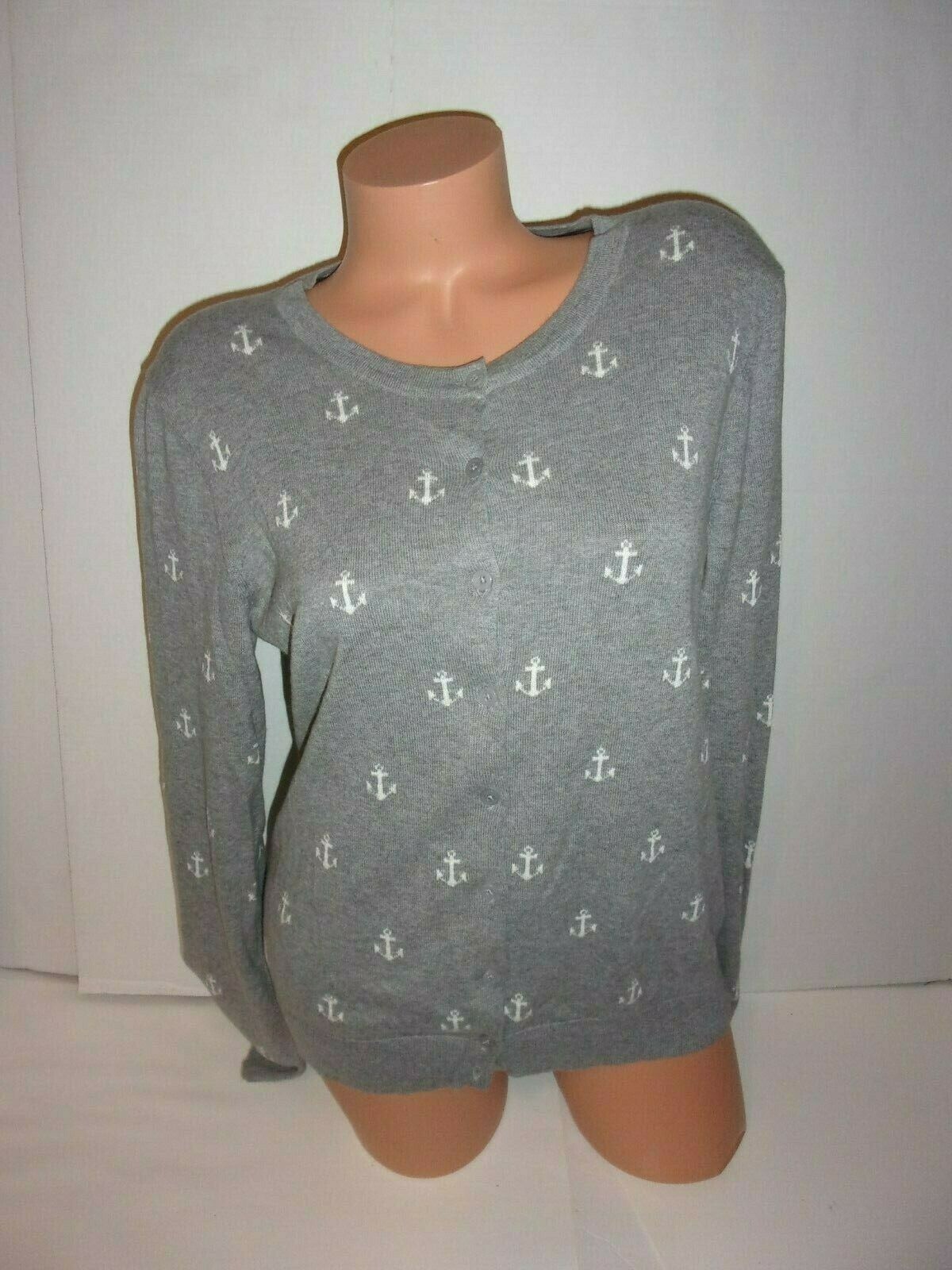 Tommy Hilfiger gray nautical anchor cardigan sweater size large