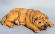 Shar Pei Dog Statue Large Garden Sculpture Pet Outdoor Yard Laying Animal Figure