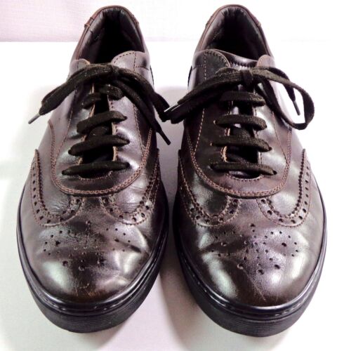 Tods Shoes Mens Dark Brown Leather Lace Up Sneaker Size 9 - Picture 2 of 11