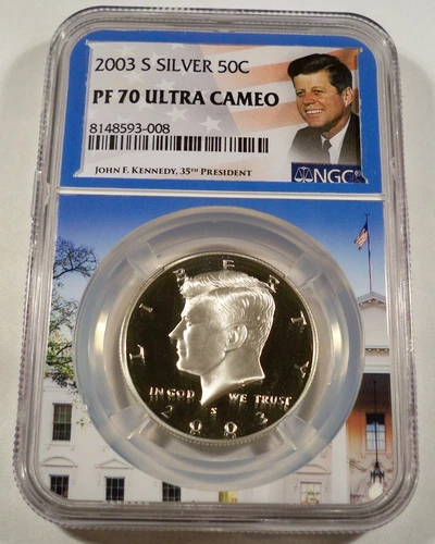 2003-S 50c SILVER NGC PF70UCAM KENNEDY HALF DOLLAR PROOF ULTRA CAMEO PR 70 DC