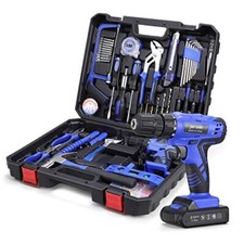 112 Piece Power Tool Combo Kits with 21V Cordless Blue Tool Set With Drill