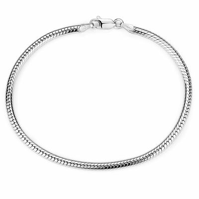 MATERIA 925 Silber Beads Armband rhodiniert  3mm 17-23cm Schlangenkette