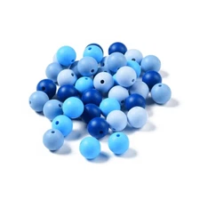 40x Eco-Friendly Blue Silicone Loose Spacer Beads Chewing Beads for DIY Crafts