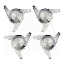 3 Barear Cut Sharkfin Chrome Knock Off Spinner Caps For Lowriders Set Of 4