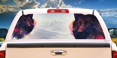 Universal Wolf Rear Window Graphic Truck View Thru Vinyl Decal HD Graphics Pr...