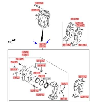 OEM 58101-C1A20 Genuine Front Brake Pads (4Pcs) Kit for Hyundai