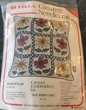 Bucilla Creative Needlecraft Decorator Pillow 1720 BLUE RIBBON FLORAL New Open 