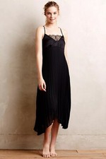 NWT Anthropologie Pleated Midi Chemise By Eloise - Size Large - Black