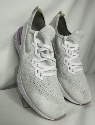 Nike Epic React Flyknit 2 BQ8927-101 White Running Shoes Sneakers  Women's 10.5