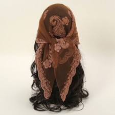 Lace Mesh Square Scarf Head Cover Wrap Women Muslim Headscarf Islamic Stoles