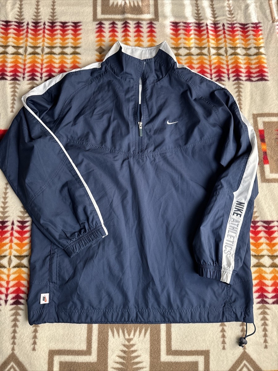 ジャケット Nike Athletics Vintage Windbreaker Anorak Jacket Mens Sz L Navy