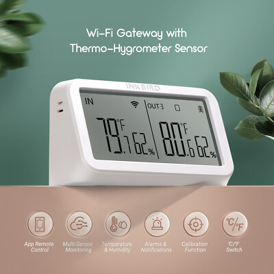 INKBIRD WIFI Gateway IBS-M2 With Temp Humid Sensor App Control Large LCD Screen