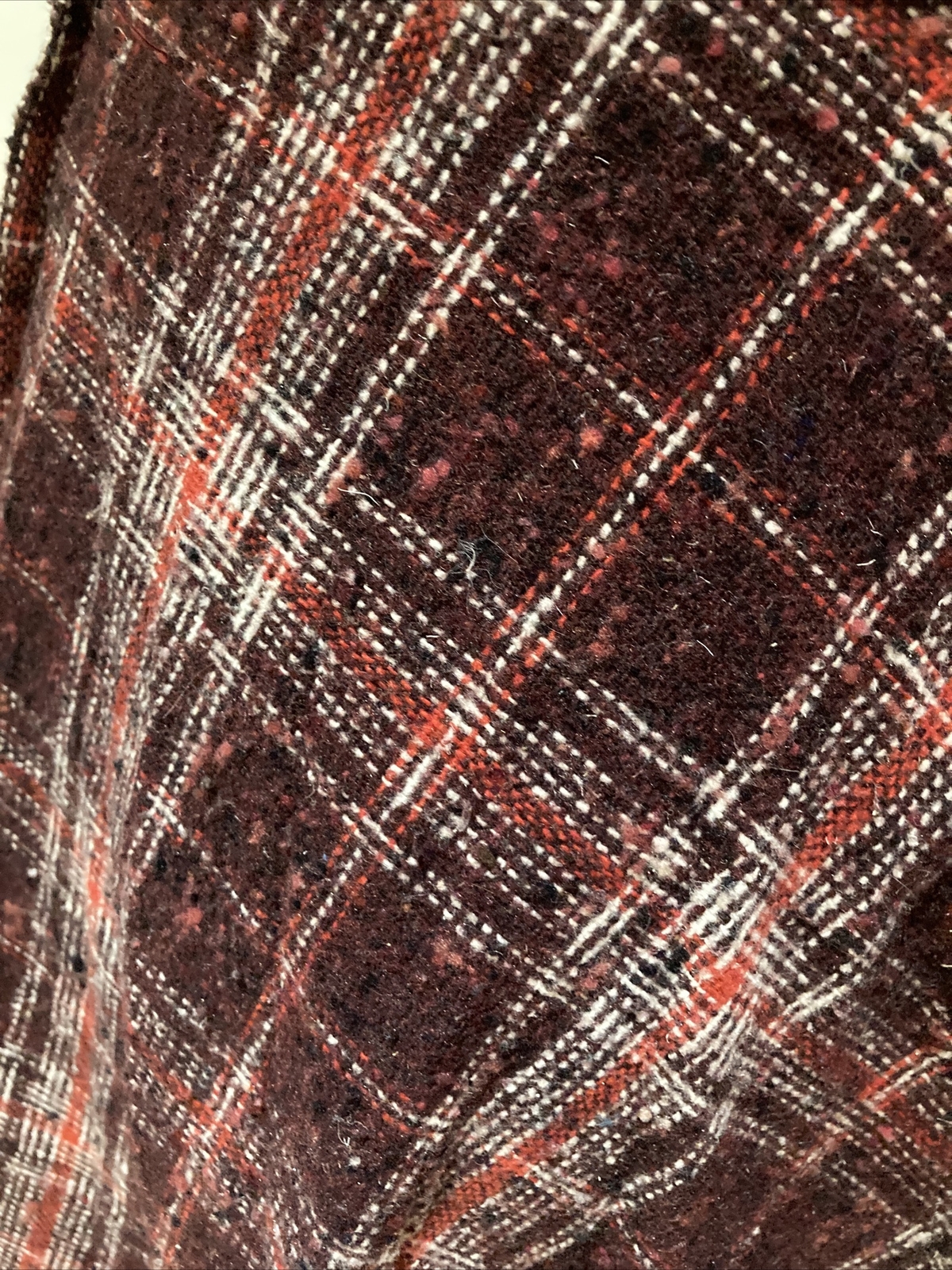 Vintage 1970s Maroon/Cream Wool Blend Plaid Skirt, Size 28" Waist by Craigmere 3