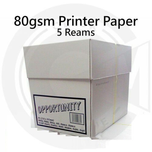 80gsm Printer Paper A4 White Box 5 Ream 2500 Sheets Everyday School Office Home  - Afbeelding 1 van 1