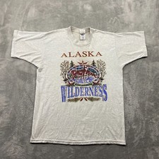 Vintage Alaska Wilderness Shirt Adult Large Gray Outdoors Made In USA Retro Y2k
