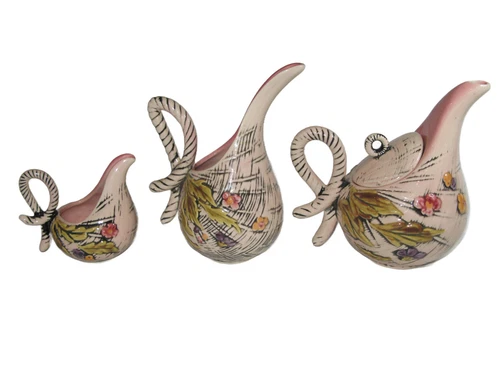 Vtg Hull USA Pottery Blossom Flite 3-pc Lot Mid-Century 1955 Signed T15, T3, T14