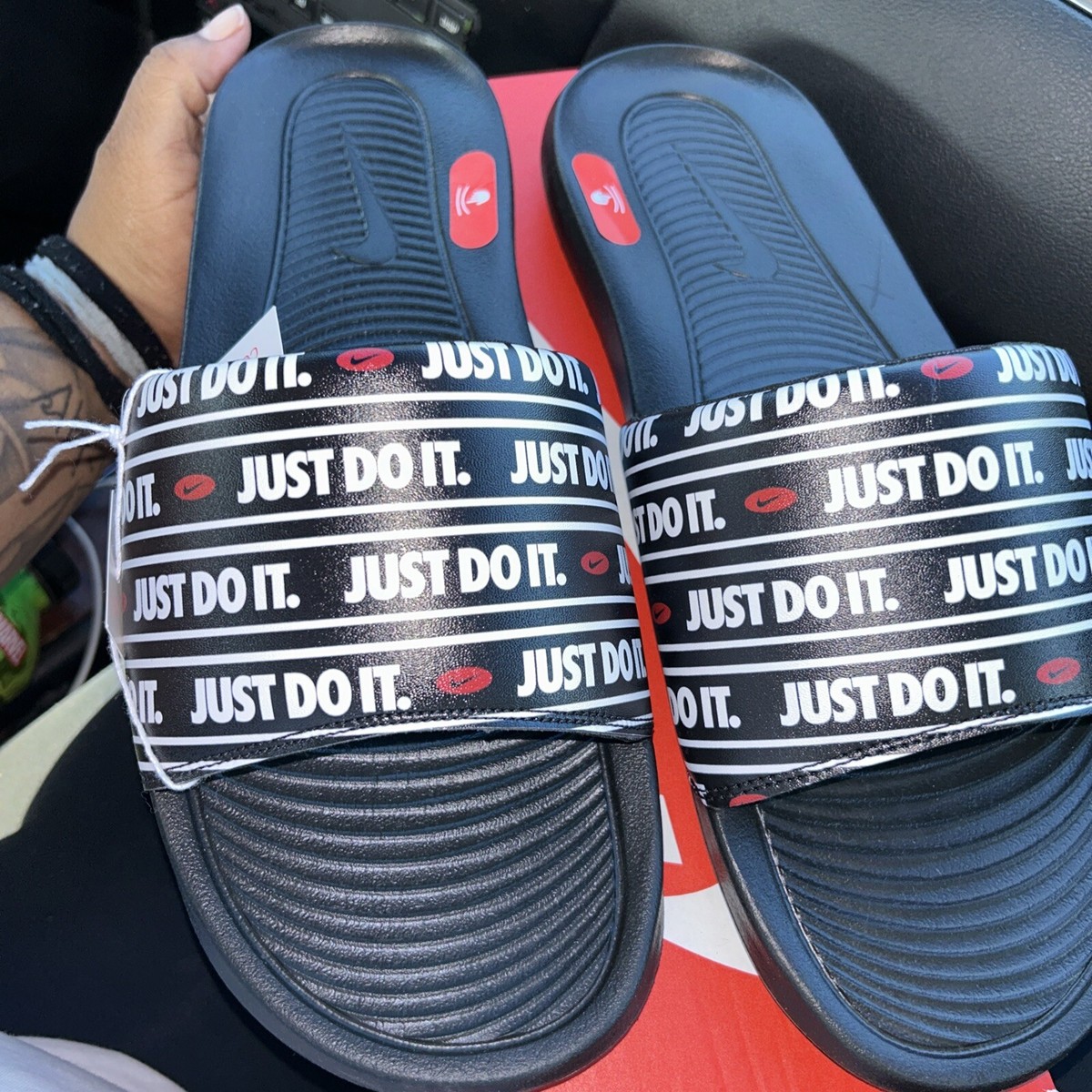NIKE Victori One Slide Print ,Mens 9,Black White ,Beach Shower Sandals Slides NIKE Victori One Shower Slides CZ5478 001 - Shiekh main image 4