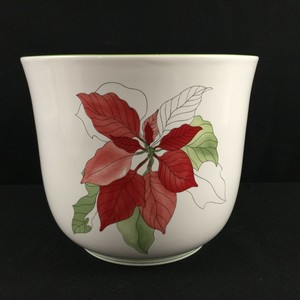 VTG-Cachepot-Flower-Holder-by-Block-Watercolors-Poinsettia-Christmas-Portugal