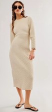 Free People Midi Sweater Dress Gabby Seamless Ivory Stretchy Boho Sz XS/S New